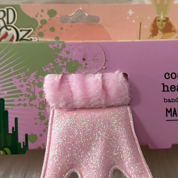 Wicked For Good Glinda Witch Pink Faux Fur Glitter Crown Spa Cosmetic Headband - Picture 2 of 2